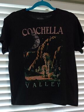 Mighty Fine Black Coachella Valley Tee with Pink Logo